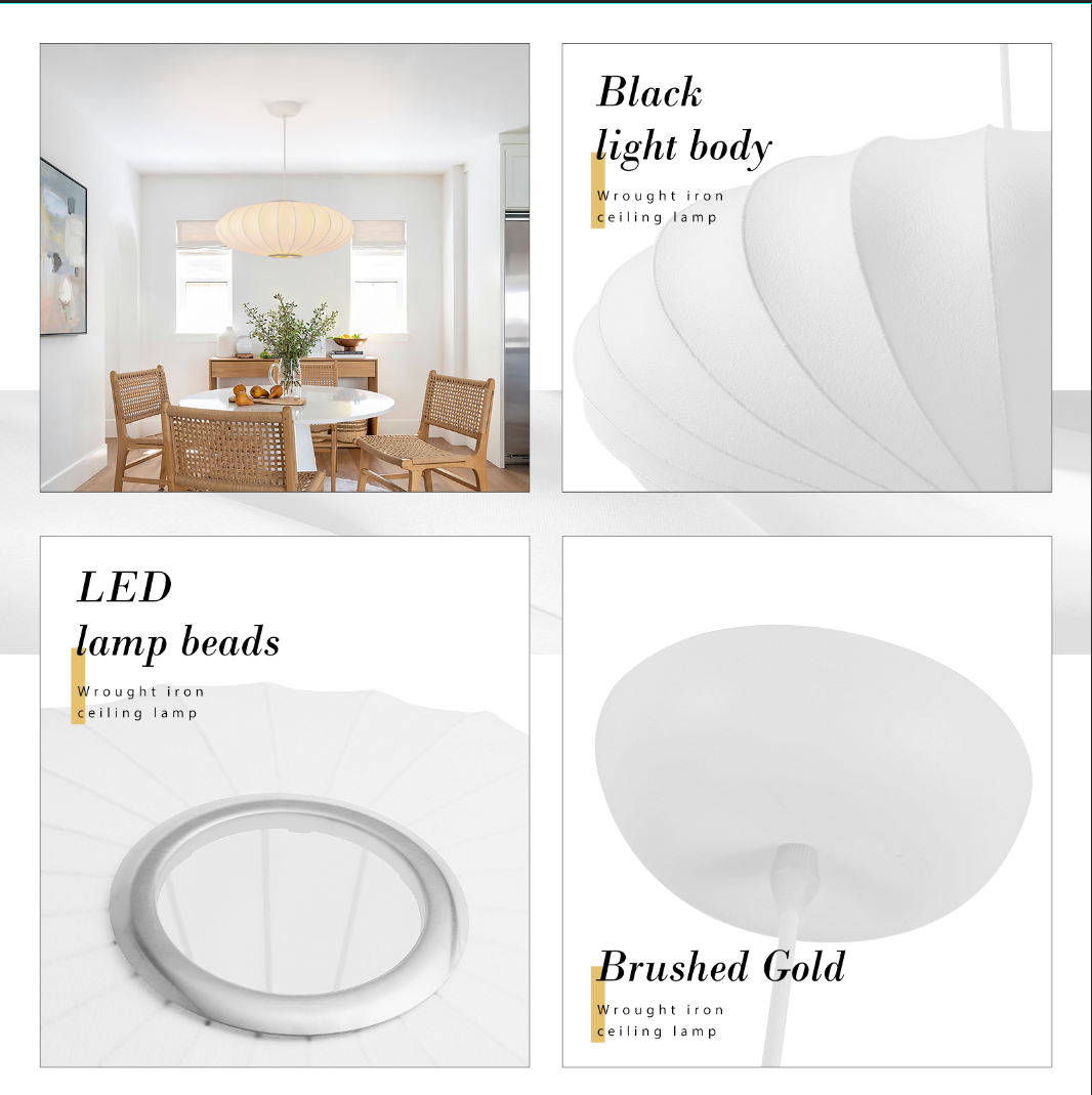 Fivemengo 20 Inch Lantern Pendant Light, Imitation Silk Lampshade, White Bubble Pendant Light, Large Hanging Lamp Simple Chandelier for Living Dinning Room Kitchen Island Bedroom Restaurant Cafe