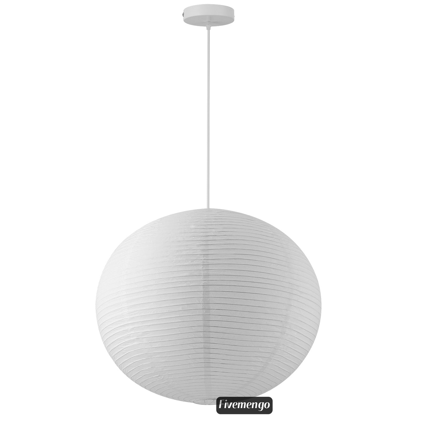 Fivemengo Large Rice Paper Pendant Light, 20in White Globe Paper Lantern Lights, E26 Base, Japanese Hanging Lantern Lamp Japandi Chandelier for Dining Room Bedroom Office Living Room