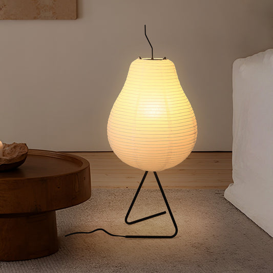 Fivemengo Japanese Paper Floor Lamp, Cozy Rice Paper Lantern Lights Japandi Wabi Sabi Lantern Floor Lamp for Bedside Nightstand Bedroom Office Living Room, E26 LED Bulb Warn Light
