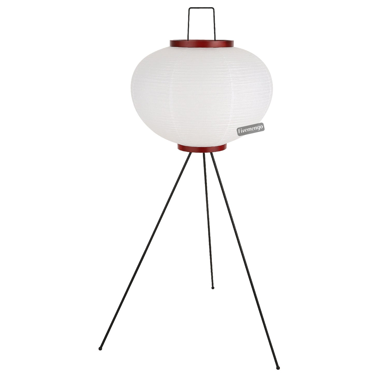 Fivemengo Japanese Rice Paper Floor Lamp, Cozy Paper Lamp Japandi Lantern Lights Wabi Sabi Style for Living Room Bedroom Office, 43 Inch Tripod Stand, White Lantern with E26 LED Bulb, 3000K/5000K
