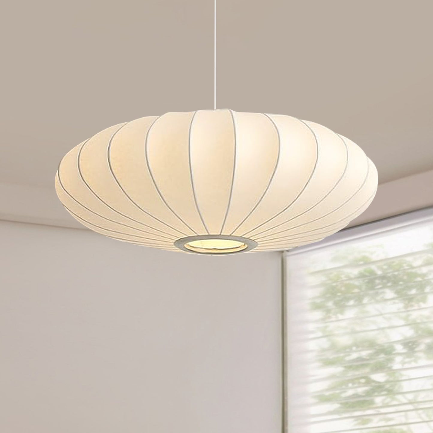 Pandaluna 19.7in Lantern Pendant Light, 3-Light Imitation Silk White Bubble Pendant Lighting Fixture, Hanging Lamp Simple Chandelier for Living Dinning Room Kitchen Island Bedroom Restaurant Cafe