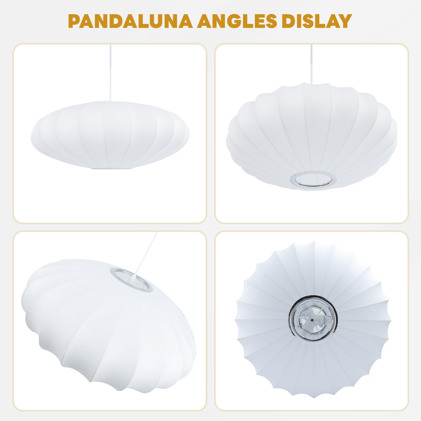 Pandaluna 19.7in Lantern Pendant Light, 3-Light Imitation Silk White Bubble Pendant Lighting Fixture, Hanging Lamp Simple Chandelier for Living Dinning Room Kitchen Island Bedroom Restaurant Cafe